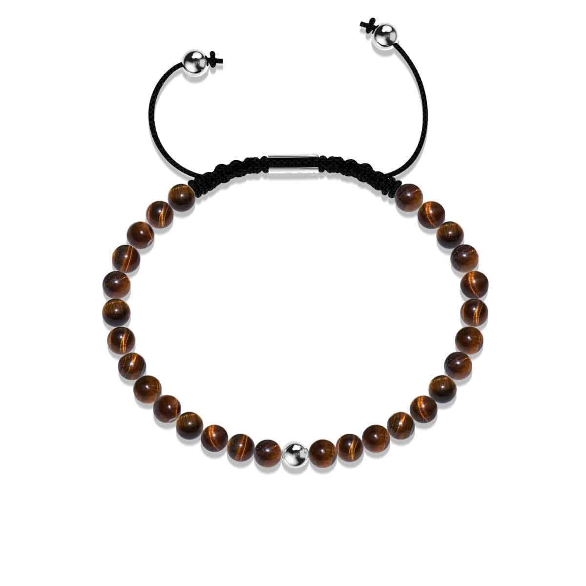 Tigerauge | 925er Sterlingsilber | Makramee-Armband mit Fokus-Edelstein